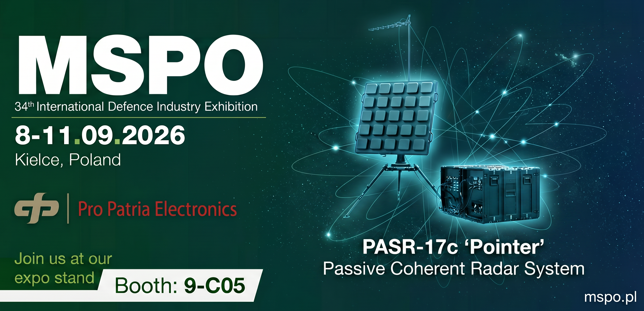 MSPO — 34th International Defence Industry Exhibition, 8–11.09.2026, Kielce. Booth 9-C05. PASR-17c 'Pointer'.